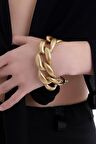 Mat Altın Tonlu Kalın Zincir Bileklik