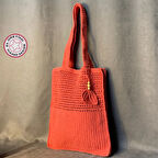 Uretti - Emine 9106 - El Örgüsü Yaprak Motifli Kol Çantası - Yavruağzı