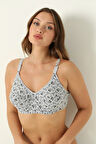Desteksiz Penye Toparlayıcı Kadın Sütyen Desenli