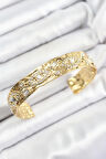Pirinç Zirkon Taşlı Göz Model Gold Renk Altı Açık Kadın Bileklik