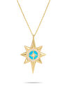 Altın Turkuaz Mineli Kuzey Yıldızı Kolye