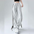 Kadın Sportif Üç Şerit Detaylı  Ayarlanabilir Paça Eşofman Altı 