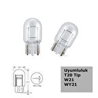 T20 W21 Tip 5W Tek Duylu Halojen Ampul 12V 2 Adet
