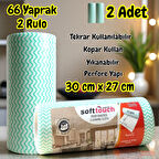 Technow Softtex 33 Yaprak Kopar Kullan Rulo Hassas Temizlik Bezi 27x30cm 2'li