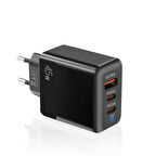 ALLY PD40 2xType-C + USB QC3.0 PD 45W Hızlı Sarj Adaptörü Sarj Başlığı Siyah