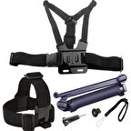 Eken Sjcam GoPro 3 Way Monopod Kafa Bandı Göğüs Kemeri 5li Set