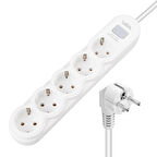 Vea VA-21569 Akım Korumalı Priz 1.5 Metre Kablo Aç Kapa Anahtarlı Uzatma Kablosu 5 Li Priz