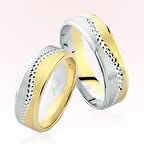 Sarı Beyaz Desenli Altın Alyans 6905