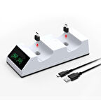 PS5 Playstation 5 Oyun kolu İkili LED ekranlı kablolu PS5 Gamepad Type-C Çift Şarj İstasyonu