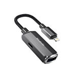 MCDODO CA-2690 2İN 1 LIGHTNING TO USB-A 3.0 +LIGHTNING ŞARJ DESTEĞİ VE VERİ AKTARIMI - KOYU GRİ