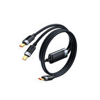 MCDODO CA-6780 1.5 M 100W 2'Sİ 1 ARADA TYPE-C TO TYPE-C + TYPE-C SİYAH KABLO