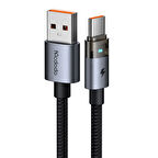 MCDODO CA-6890 USB-A TO TYPE-C 1,2 m Şeffaf Kablo Şarj Işıklı