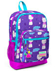 Coral High Kids Mor Pembe Kedi Desenli Dört Bölmeli USBli Okul Sırt Çantası 23264
