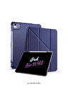 iPad Air 11 inç 2025 M3 Çip Uyumlu Kalem Bölmeli Standlı Tri Folding Fuchsia Tablet Kılıfı