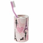 SERAMİK DİŞ FIRÇALIK KIZLI PARİS DESENLİ 7X7X11CM