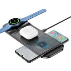 HOCO CQ6 3in1 Wireless Kablosuz Hızlı Şarj Standı (Telefon-Kulaklık-Samsung watch)