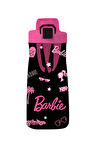 Barbie Lisanslı Baskılı Pipetli Kapaklı Plastik Şişe - Siyah