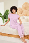 Aydoğan Kadın Mor %95 Lyocell %5 Elasthan Dantel Detaylı Pijama Takımı