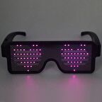 Pembe Led Işıklı Şarjlı Parti Gözlüğü Kablosuz Yılbaşı Düğün Eğlence HJ-LRG01