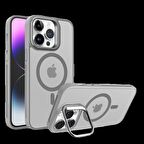 Piili İphone 15 Pro Metal Bracket Magsafe Mat Kılıf Gri