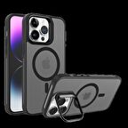 Piili İphone 15 Pro Max Metal Bracket Magsafe Mat Kılıf Siyah