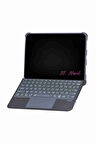 iPad 10. Nesil Uyumlu Fuchsia Katanya 360° Manyetik Standlı Ledli Touchpadli Klavyeli Tablet Kılıfı