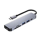 Coofbe Akım Korumalı 87W 6in1 Type-c To 4K HDMİ USB3.0 Sd Tf Dönüştürücü Hub Type-C Usb Dönüştürücü
