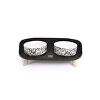 M-Pets Altitude Urban Style Standlı Mama ve Su Kabı Siyah Beyaz 450 Ml 