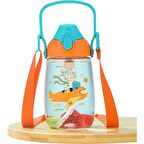 Uzspace Vagonlife Uzspace VGN2201 Turuncu Sunshine Pipetli 500 ml Boyun Askılı Tritan Çocuk Su Matarası -Kutulu