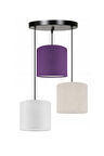 3lü Beyaz Mor Krem Silindir Kumaş Abajur Sarkıt Avize Modern Dekoratif Tasarım 