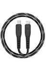 C94 NyloFlex 3M 100W Type-C to Lightning PD Hızlı Şarj Kablo - Siyah