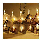 Dekoratif 3 Metre 30 Adet  Pilli Şeffaf Mandal Günışığı Renkli
