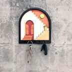 CajuArt Turuncu Soyut Merdiven Tasarım 3D Katmanlı Duvar Askısı Anahtarlık