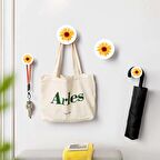 CajuArt Dörtlü Yuvarlak Ayçiçeği Motif Ev Ofis Hol Duvar Askılık 