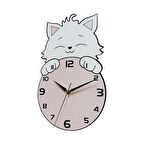 CajuArt Saat Arkasından Bakan Sevimli Kedi Çocuk Odası Duvar Saati