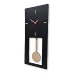 CajuArt Dekoratif Siyah Sallanan Sarkaçlı Modern Oda Duvar Saati  