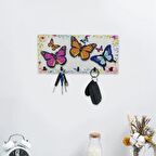 CajuArt Kabartma Renkli Kelebekler Ahşap Anahtarlık Duvar Dekoru