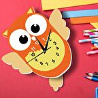 CajuArt Ahşap Sallanan Sarkaçlı Baykuş Çocuk Odası Duvar Saati
