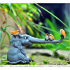 Sevimli Fil Ve Kuşlar Dekoratif Minyatür Biblo Ev Dekor