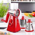 Pratik Paslanmaz Çelik 3 Başlıklı Doğrayıcı Kollu Rende Çevirmeli Doğrayıcı Rende Değirmen