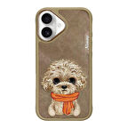 iPhone 16 Uyumlu 3D Göz Köpek Detaylı Gerçek Nakış İşlemeli Kabartmalı New Big Eyes Kılıf