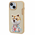 iPhone 15 Uyumlu 3D Kıyafet Shiba Detaylı Nakış İşlemeli Kabartmalı Fashion Pet Kılıf