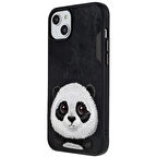 iPhone 15 Uyumlu 3D Göz Panda Detaylı Gerçek Nakış İşlemeli Kabartmalı Big Eyes Kılıf