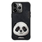 iPhone 15 Pro Uyumlu 3D Göz Panda Detaylı Gerçek Nakış İşlemeli Kabartmalı Big Eyes Kılıf