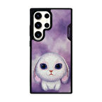 Samsung S23 Ultra Uyumlu 3D Göz Mor Tavşan Detaylı Nakış İşlemeli Kabartmalı Big Eyes Kılıf