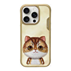 iPhone 16 Pro Uyumlu 3D Göz Golden Kedi Detaylı Gerçek Nakış İşlemeli Kabartmalı Big Eyes Kılıf