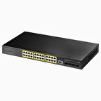 Cudy GS5024PS4 4SFP,USB+RJ45,2Consol,24Port Gigabit,L3 400WPoE+Yönetilebilir Metal Rack Mount Switch