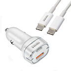 Tonex TA-38W PD + USB-A Type-C to Type-C Kablolu Araç İçi Şarj Aleti Set