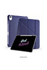 iPad 11. Nesil A16 2025 Uyumlu 10.9 inç Kalem Bölmeli Standlı Fuchsia Tri Folding Tablet Kılıfı