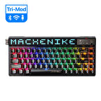 Machenike KT68 Pro Tri-Mode Brown Switch LCD RGB Siyah İngilizce Gaming Klavye